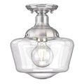 Westinghouse Fixture Ceiling SemiFlush-Mount 60W Scholar 9In, Brushed Nickel Clear Glass 6573200